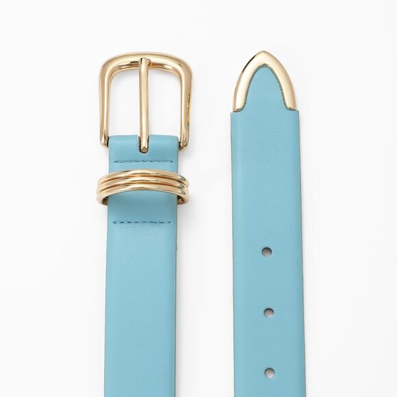 2791 Women\'s Blue Belts With Gold Buckle Elegant Leather Waist Belt Ladies main image 4